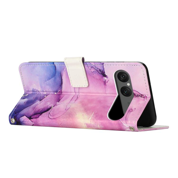 For Sony Xperia 10 VII Painted Marble Pattern Leather Phone Case