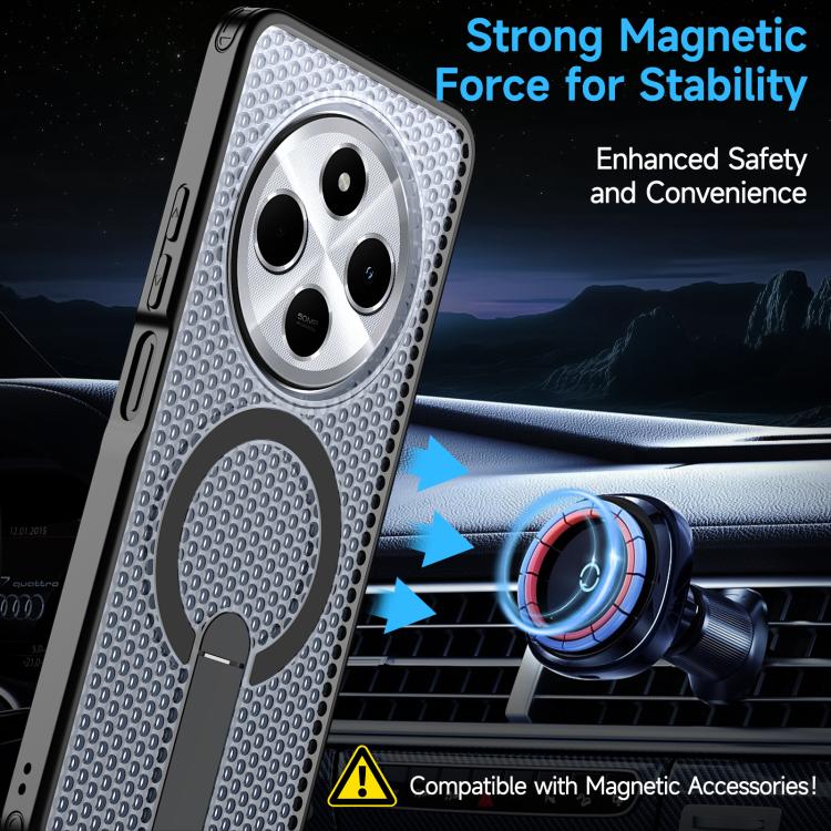 For Redmi 14R 5G / Poco C75 Honeycomb Cooling MagSafe Holder Phone Case