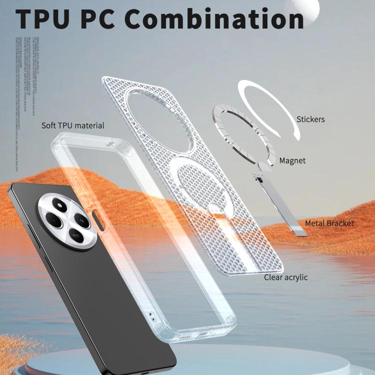 For Redmi 14R 5G / Poco C75 Honeycomb Cooling MagSafe Holder Phone Case