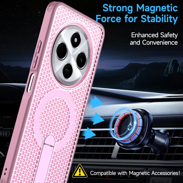 For Redmi 14R 5G / Poco C75 Honeycomb Cooling MagSafe Holder Phone Case