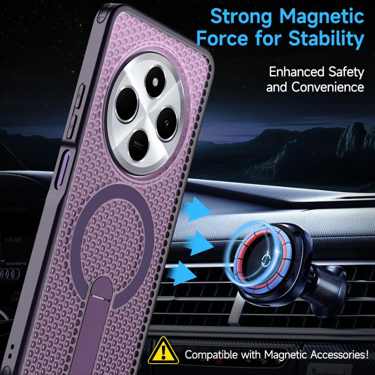 For Redmi 14R 5G / Poco C75 Honeycomb Cooling MagSafe Holder Phone Case