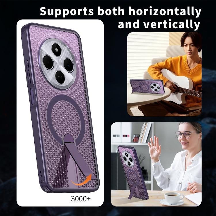 For Redmi 14R 5G / Poco C75 Honeycomb Cooling MagSafe Holder Phone Case