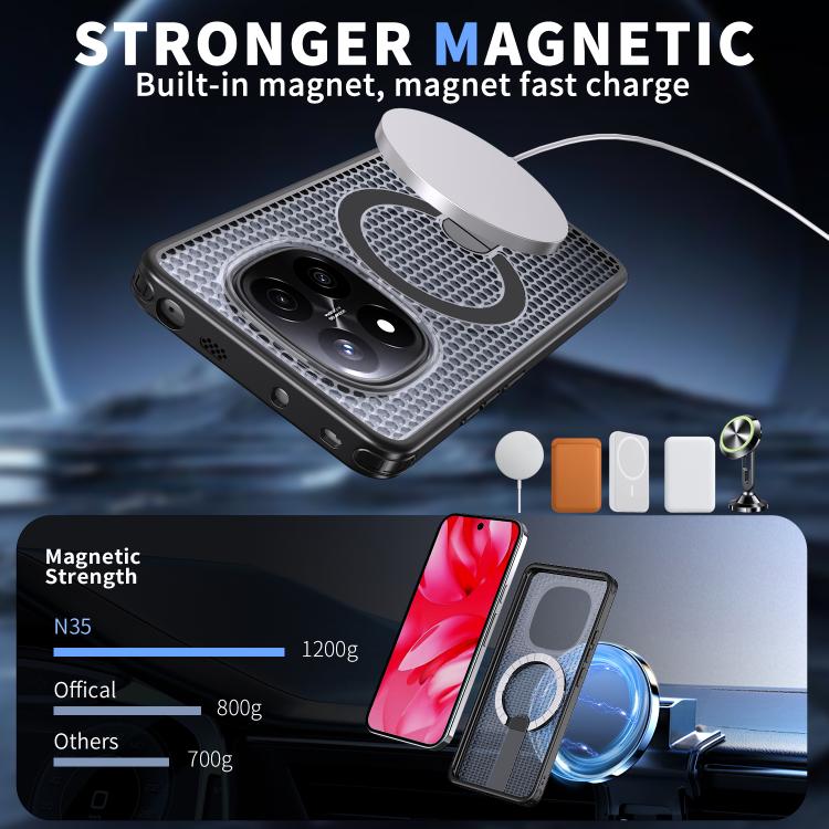 For Redmi Note 14 Pro / Note 14 Pro+ 5G Honeycomb Cooling MagSafe Holder Phone Case