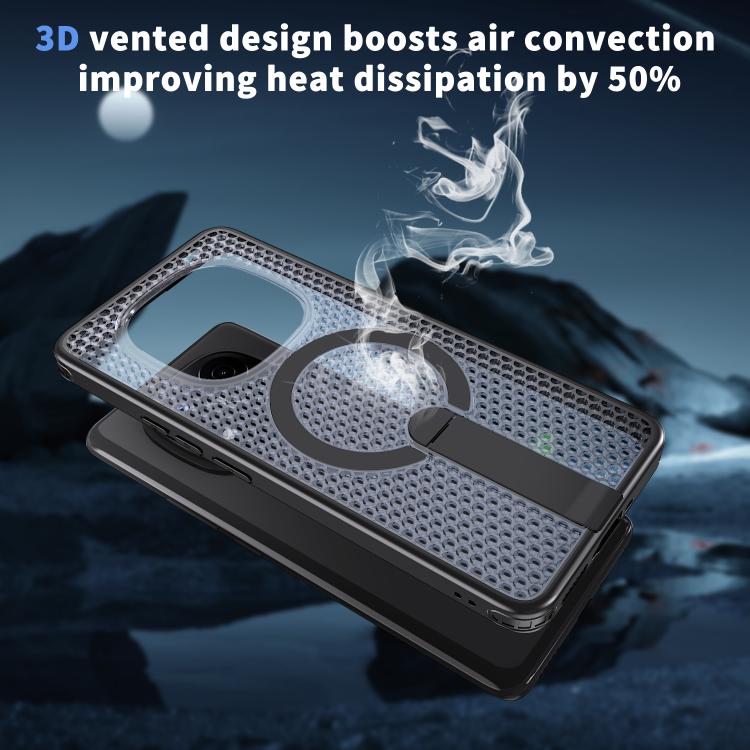 For Redmi Note 14 Pro / Note 14 Pro+ 5G Honeycomb Cooling MagSafe Holder Phone Case