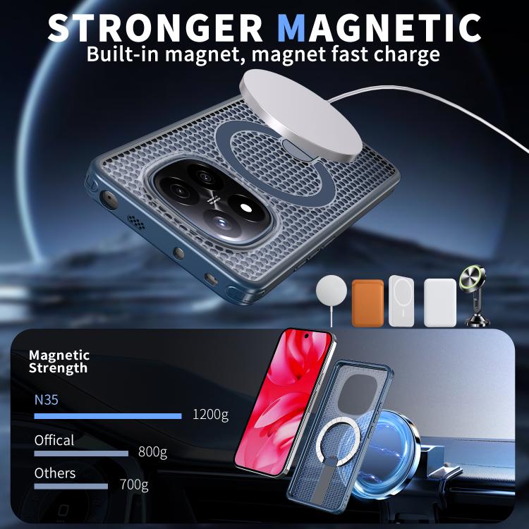 For Redmi Note 14 Pro / Note 14 Pro+ 5G Honeycomb Cooling MagSafe Holder Phone Case