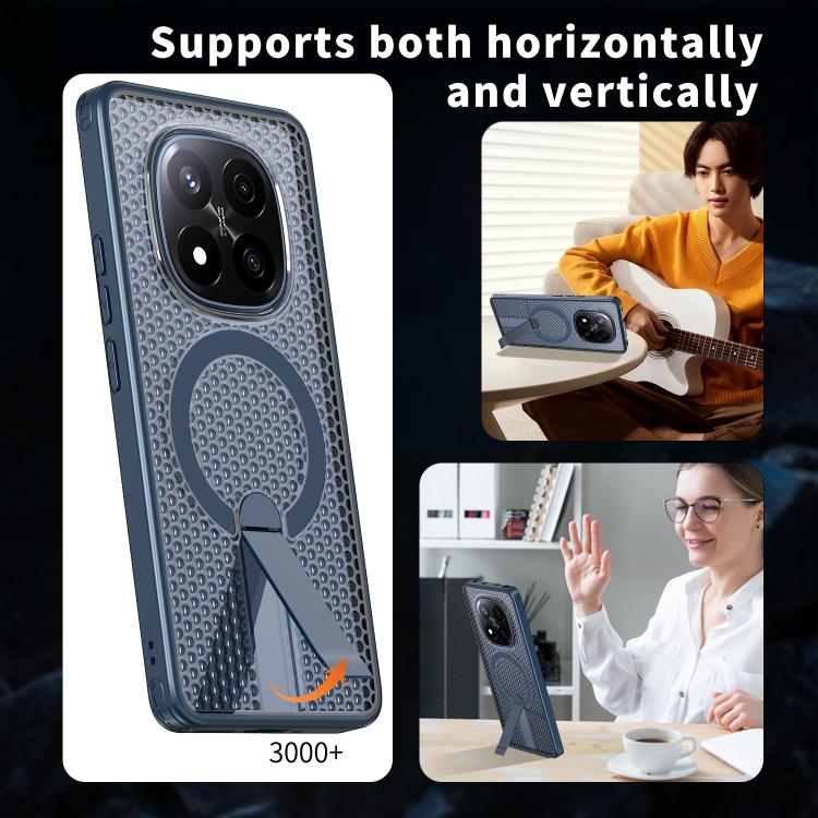 For Redmi Note 14 Pro / Note 14 Pro+ 5G Honeycomb Cooling MagSafe Holder Phone Case