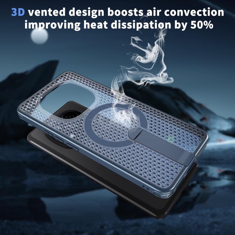 For Redmi Note 14 Pro / Note 14 Pro+ 5G Honeycomb Cooling MagSafe Holder Phone Case