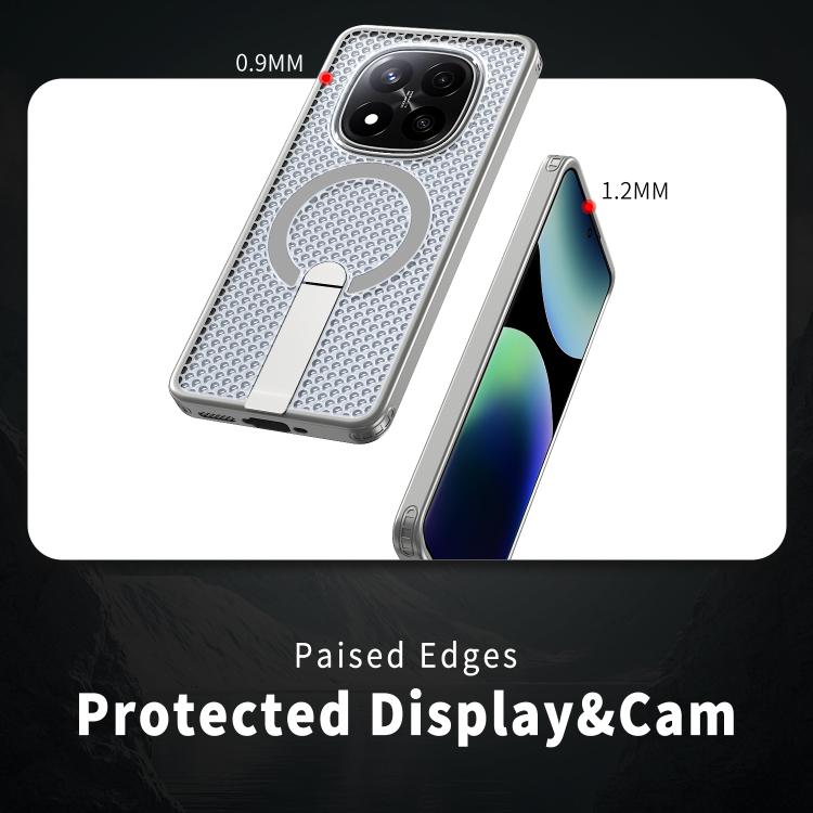 For Redmi Note 14 Pro / Note 14 Pro+ 5G Honeycomb Cooling MagSafe Holder Phone Case