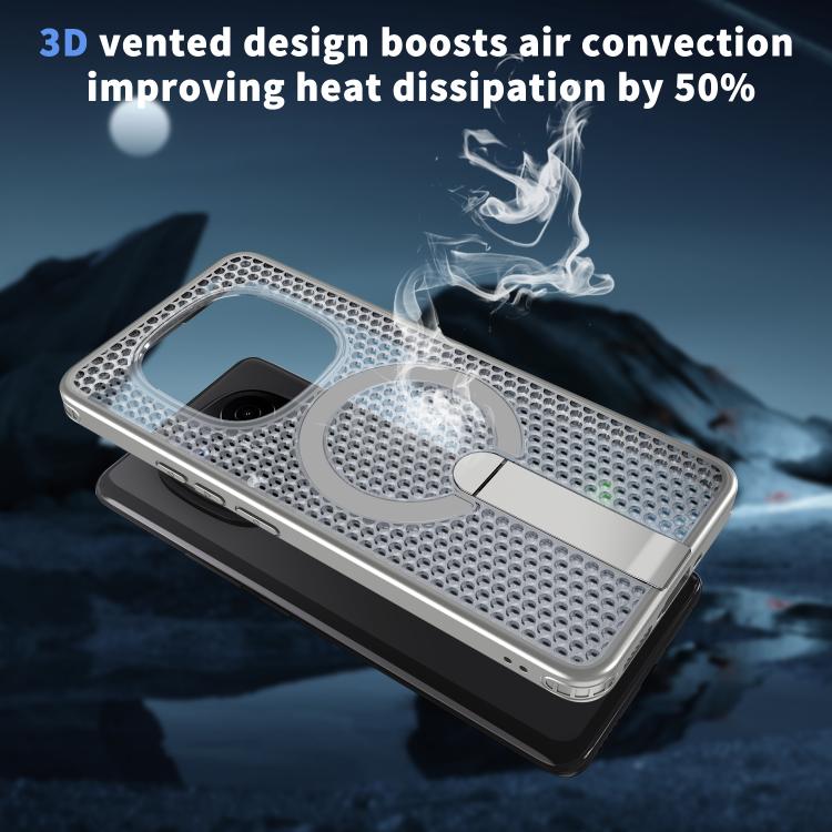 For Redmi Note 14 Pro / Note 14 Pro+ 5G Honeycomb Cooling MagSafe Holder Phone Case
