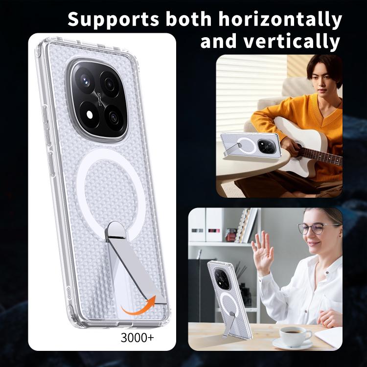 For Redmi Note 14 Pro / Note 14 Pro+ 5G Honeycomb Cooling MagSafe Holder Phone Case