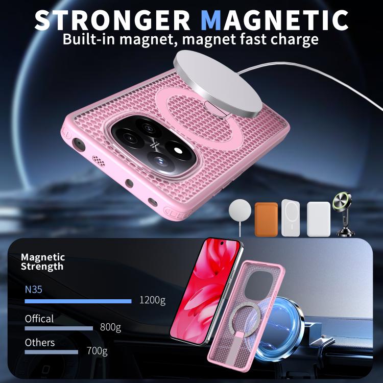 For Redmi Note 14 Pro / Note 14 Pro+ 5G Honeycomb Cooling MagSafe Holder Phone Case