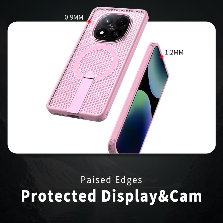 For Redmi Note 14 Pro / Note 14 Pro+ 5G Honeycomb Cooling MagSafe Holder Phone Case