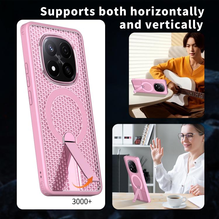 For Redmi Note 14 Pro / Note 14 Pro+ 5G Honeycomb Cooling MagSafe Holder Phone Case