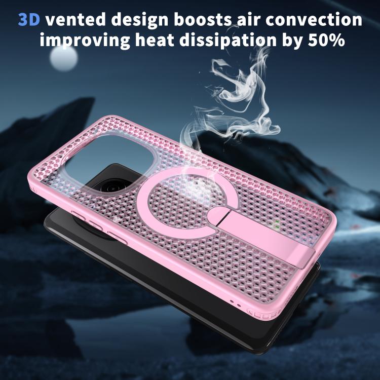 For Redmi Note 14 Pro / Note 14 Pro+ 5G Honeycomb Cooling MagSafe Holder Phone Case