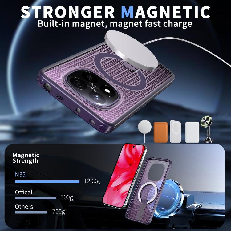 For Redmi Note 14 Pro / Note 14 Pro+ 5G Honeycomb Cooling MagSafe Holder Phone Case