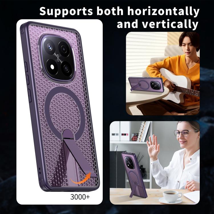 For Redmi Note 14 Pro / Note 14 Pro+ 5G Honeycomb Cooling MagSafe Holder Phone Case