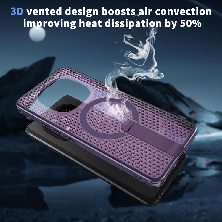 For Redmi Note 14 Pro / Note 14 Pro+ 5G Honeycomb Cooling MagSafe Holder Phone Case