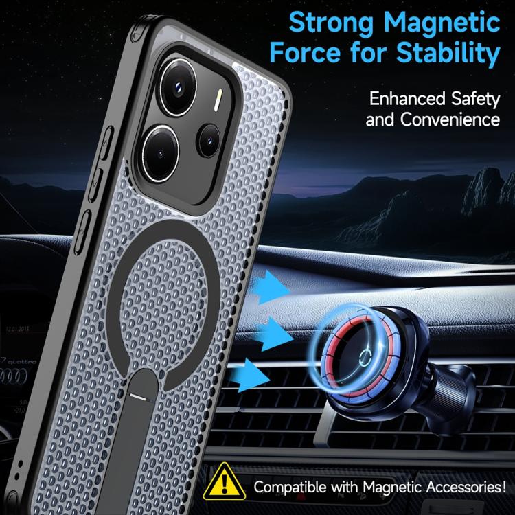 For Redmi Note 14 5G Honeycomb Cooling MagSafe Holder Phone Case
