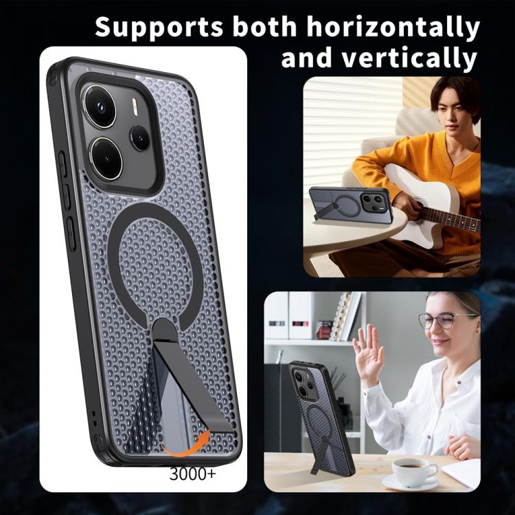For Redmi Note 14 5G Honeycomb Cooling MagSafe Holder Phone Case