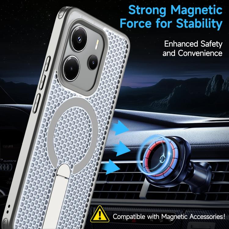 For Redmi Note 14 5G Honeycomb Cooling MagSafe Holder Phone Case
