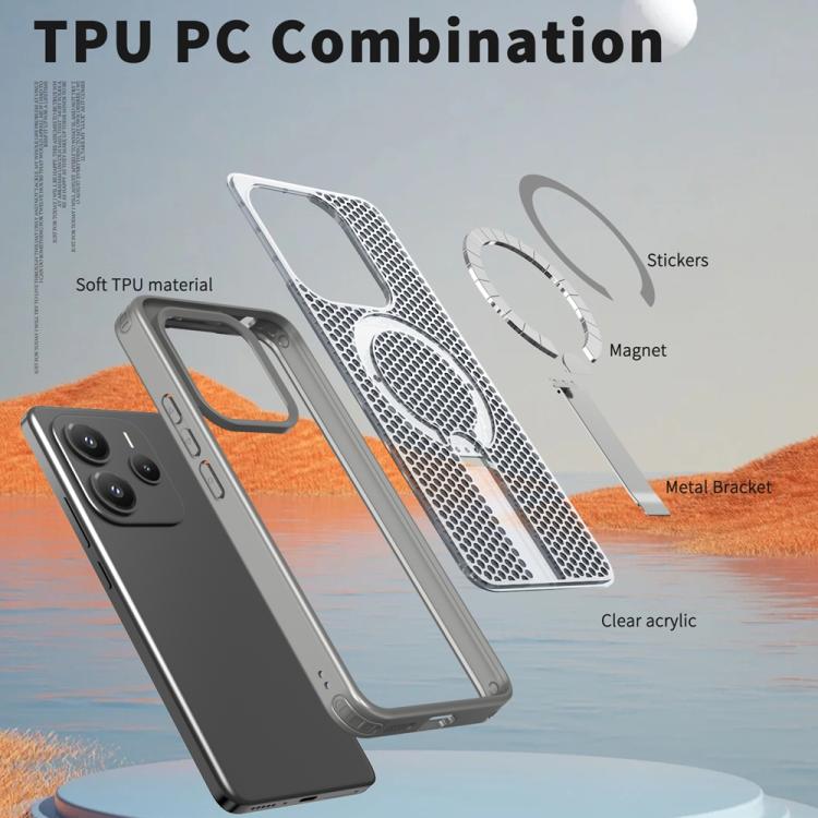 For Redmi Note 14 5G Honeycomb Cooling MagSafe Holder Phone Case