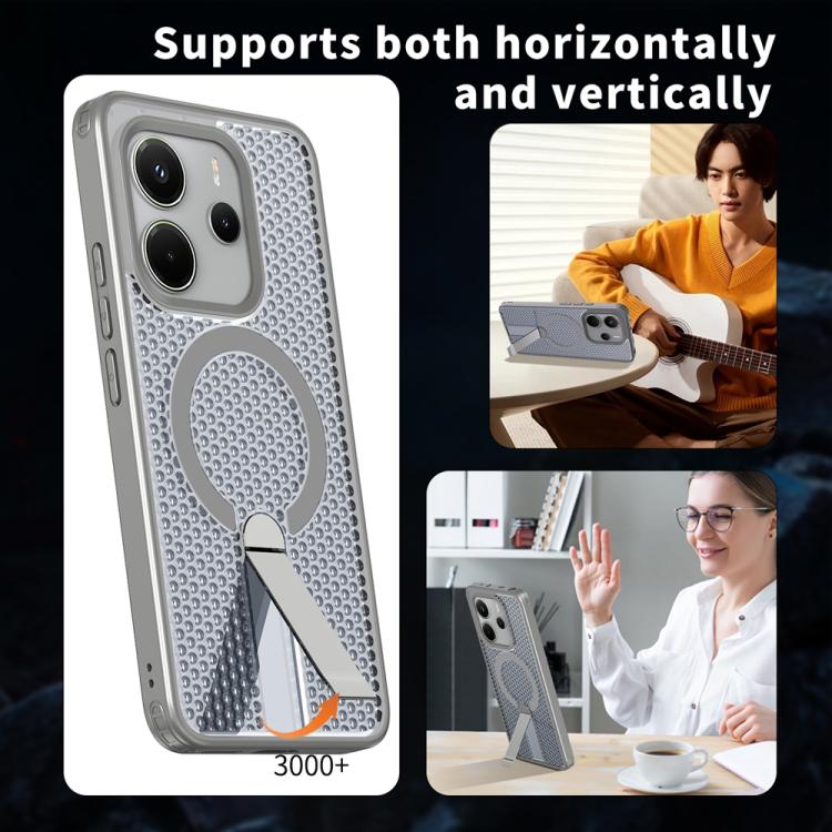 For Redmi Note 14 5G Honeycomb Cooling MagSafe Holder Phone Case