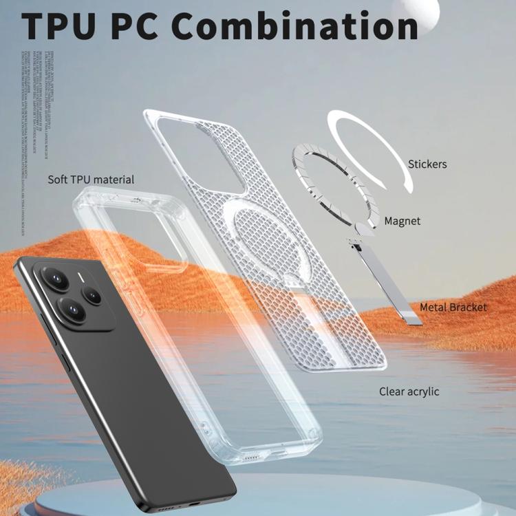 For Redmi Note 14 5G Honeycomb Cooling MagSafe Holder Phone Case