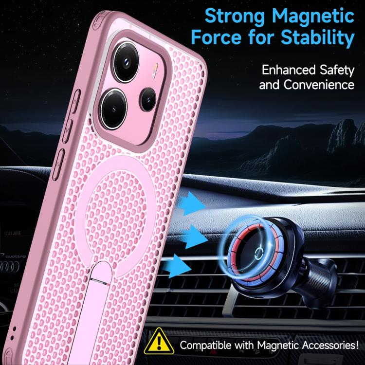 For Redmi Note 14 5G Honeycomb Cooling MagSafe Holder Phone Case