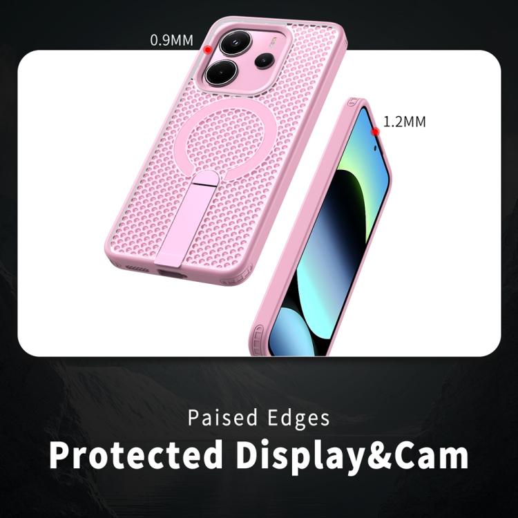 For Redmi Note 14 5G Honeycomb Cooling MagSafe Holder Phone Case