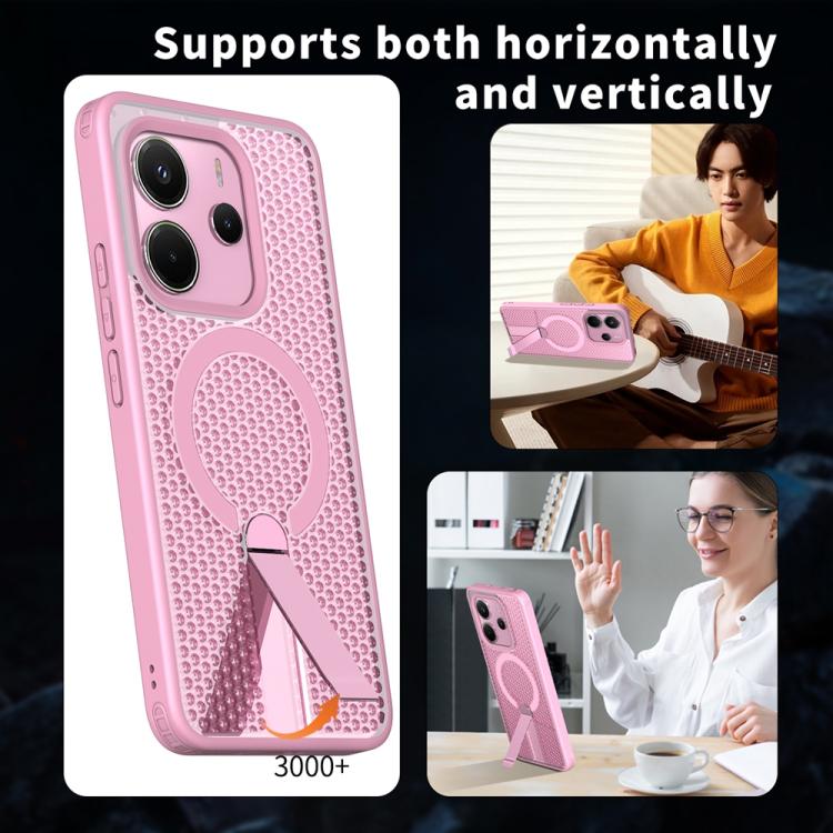 For Redmi Note 14 5G Honeycomb Cooling MagSafe Holder Phone Case