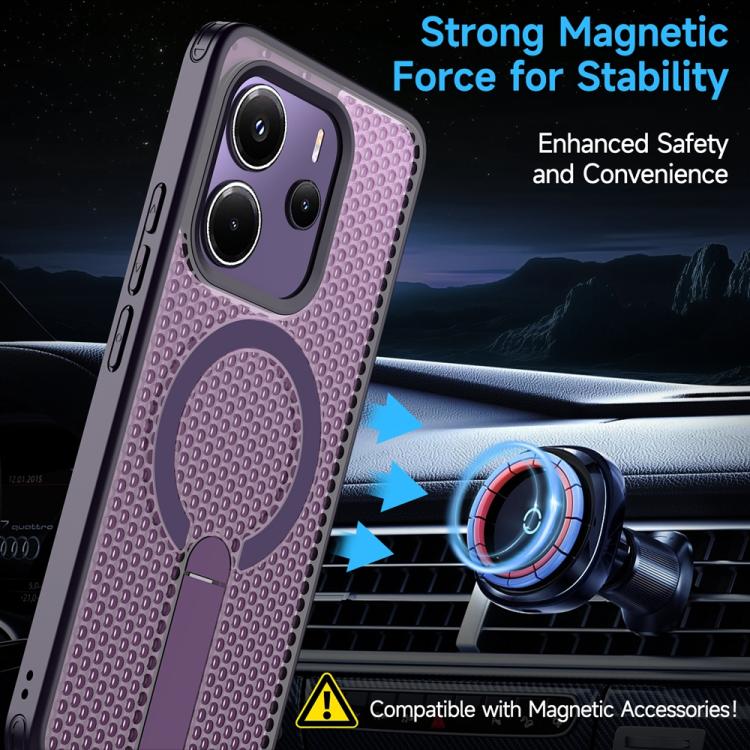 For Redmi Note 14 5G Honeycomb Cooling MagSafe Holder Phone Case