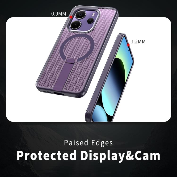 For Redmi Note 14 5G Honeycomb Cooling MagSafe Holder Phone Case