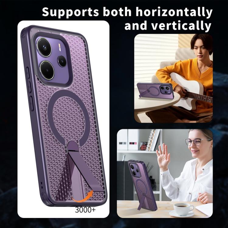 For Redmi Note 14 5G Honeycomb Cooling MagSafe Holder Phone Case