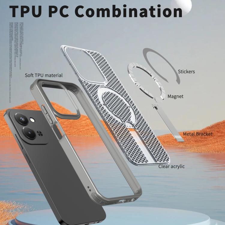 For Redmi 15C 5G / 4G EU 173mm / Poco C85 5G Honeycomb Cooling MagSafe Holder Phone Case
