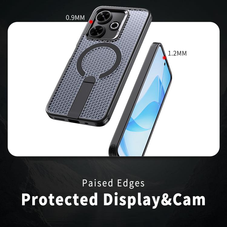 For Redmi 13 4G / 5G Honeycomb Cooling MagSafe Holder Phone Case
