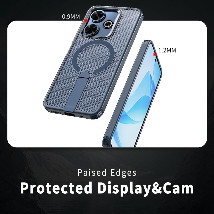 For Redmi 13 4G / 5G Honeycomb Cooling MagSafe Holder Phone Case