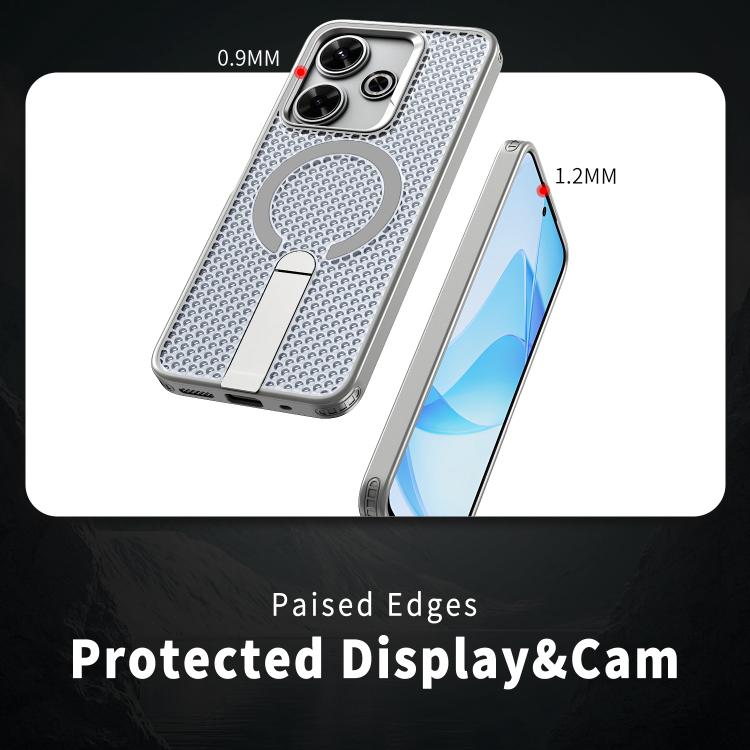 For Redmi 13 4G / 5G Honeycomb Cooling MagSafe Holder Phone Case