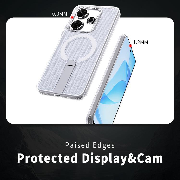 For Redmi 13 4G / 5G Honeycomb Cooling MagSafe Holder Phone Case