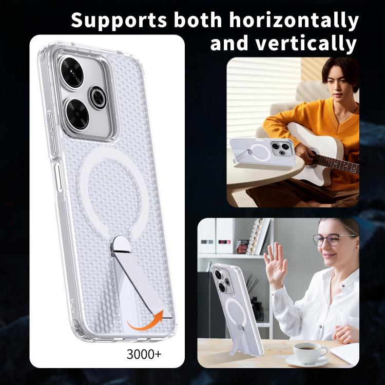 For Redmi 13 4G / 5G Honeycomb Cooling MagSafe Holder Phone Case