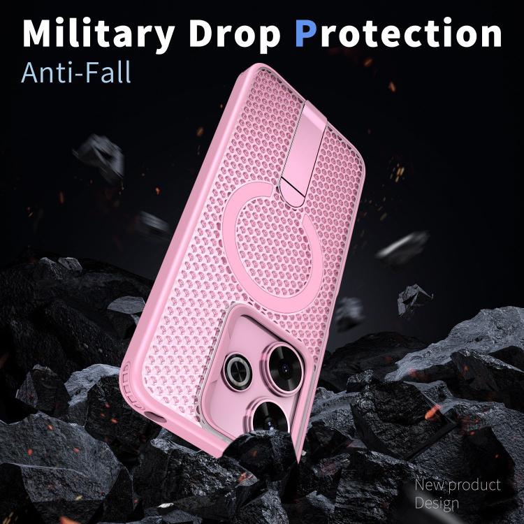 For Redmi 13 4G / 5G Honeycomb Cooling MagSafe Holder Phone Case