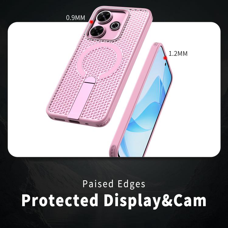 For Redmi 13 4G / 5G Honeycomb Cooling MagSafe Holder Phone Case