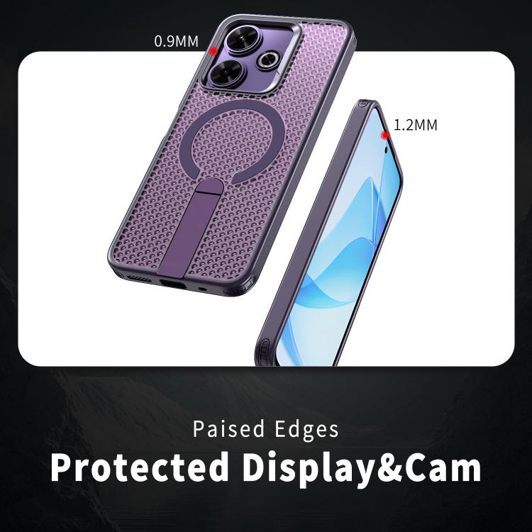 For Redmi 13 4G / 5G Honeycomb Cooling MagSafe Holder Phone Case