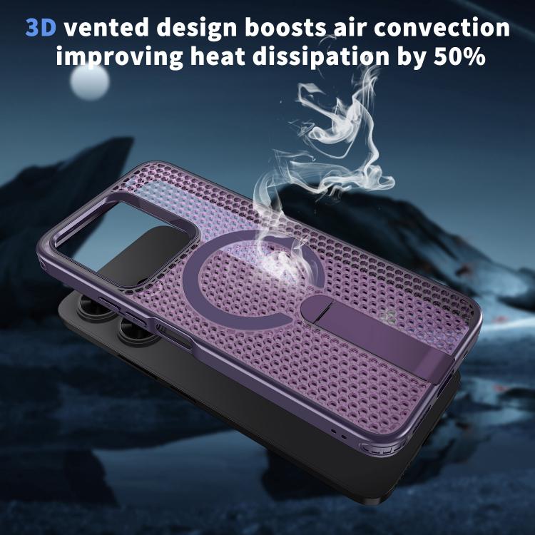 For Redmi 13 4G / 5G Honeycomb Cooling MagSafe Holder Phone Case