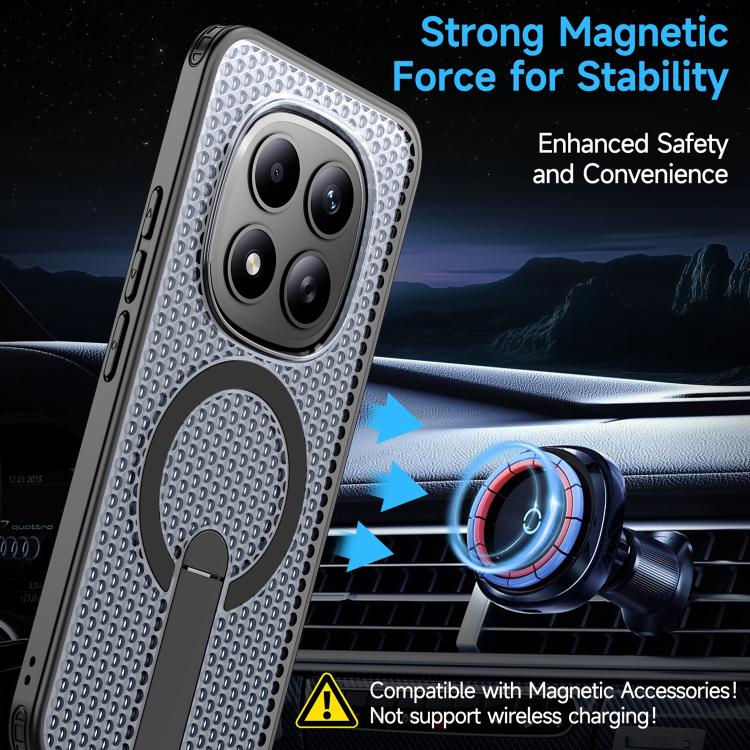 For Redmi Note 15 Pro+ 5G 163.3mm / Poco M8 Pro 5G Honeycomb Cooling MagSafe Holder Phone Case