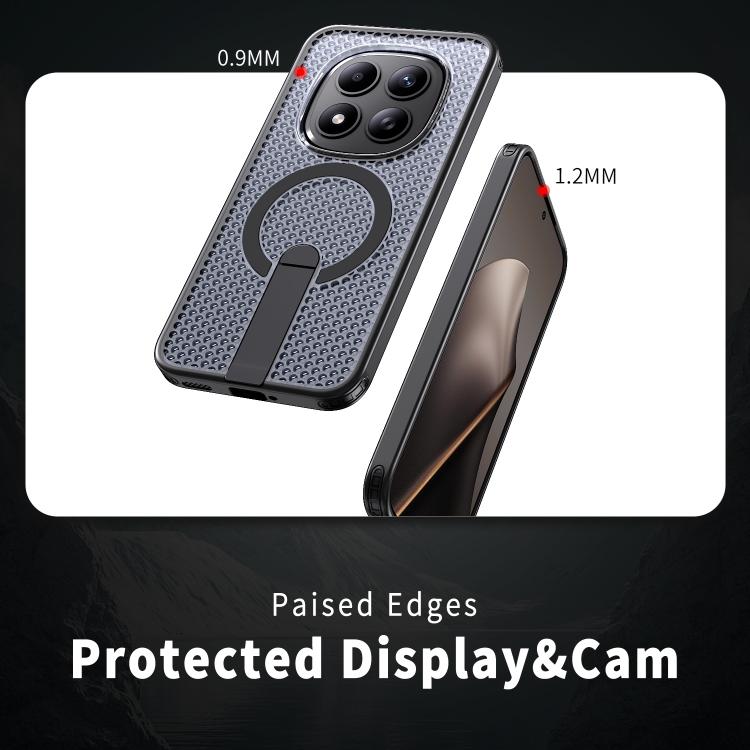 For Redmi Note 15 Pro+ 5G 163.3mm / Poco M8 Pro 5G Honeycomb Cooling MagSafe Holder Phone Case