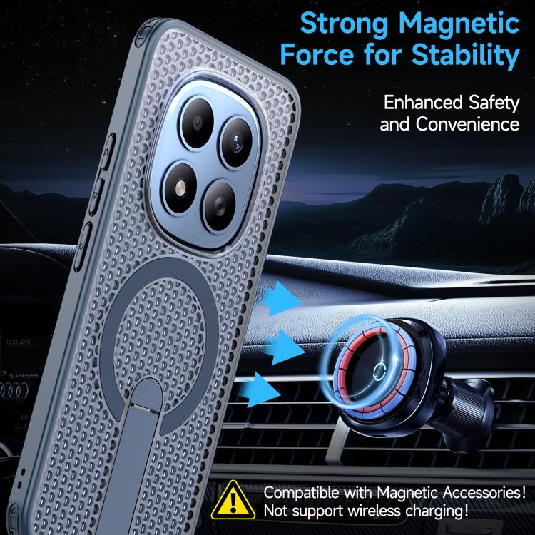 For Redmi Note 15 Pro+ 5G 163.3mm / Poco M8 Pro 5G Honeycomb Cooling MagSafe Holder Phone Case