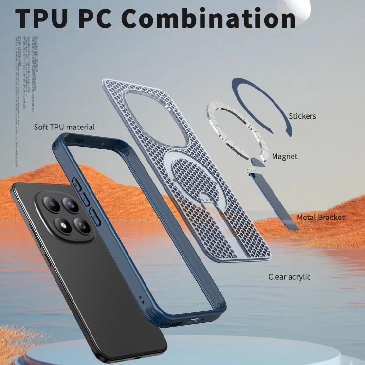 For Redmi Note 15 Pro+ 5G 163.3mm / Poco M8 Pro 5G Honeycomb Cooling MagSafe Holder Phone Case