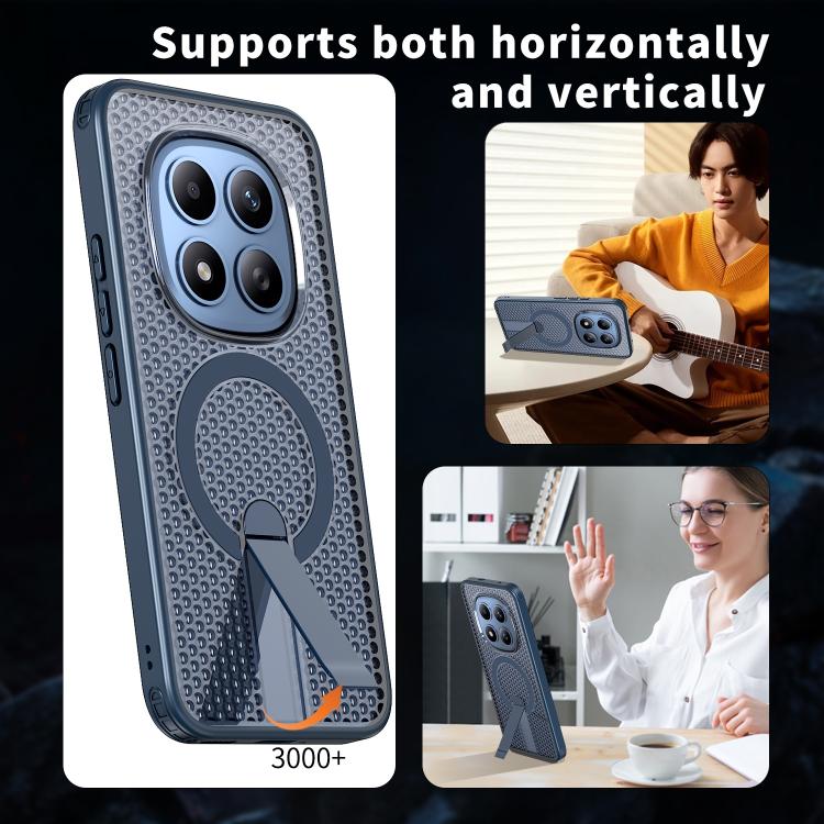 For Redmi Note 15 Pro+ 5G 163.3mm / Poco M8 Pro 5G Honeycomb Cooling MagSafe Holder Phone Case