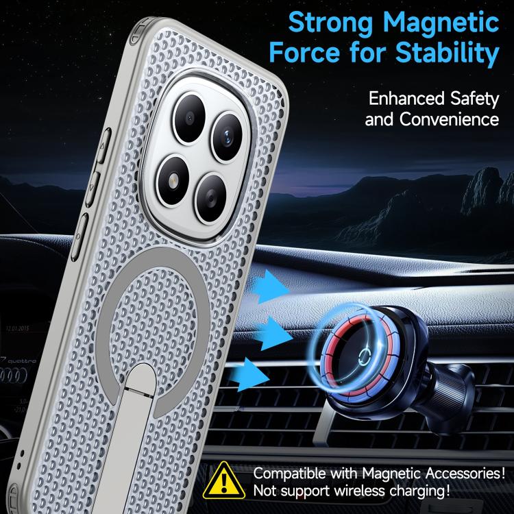For Redmi Note 15 Pro+ 5G 163.3mm / Poco M8 Pro 5G Honeycomb Cooling MagSafe Holder Phone Case