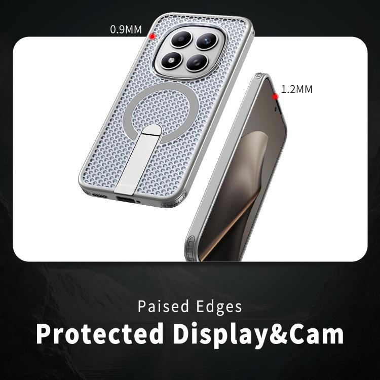 For Redmi Note 15 Pro+ 5G 163.3mm / Poco M8 Pro 5G Honeycomb Cooling MagSafe Holder Phone Case